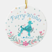 Pastelblauwe Poodle - Aangepaste Foto & Naam Keramisch Ornament (Voorkant)