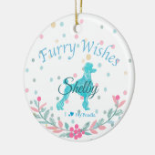 Pastelblauwe Poodle - Aangepaste Foto & Naam Keramisch Ornament (Links)