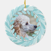 Pastelblauwe Poodle - Aangepaste Foto & Naam Keramisch Ornament (Achterkant)