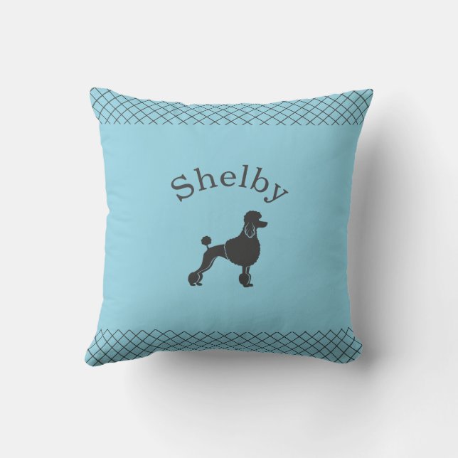 Pastelblauwe Poodle  Persoonlijke Matching Kussen (Achterkant)