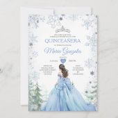 Pastelblauwe Prinses Winter Woud Quinceañera Kaart (Voorkant)