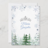 Pastelblauwe Prinses Winter Woud Quinceañera Kaart (Achterkant)
