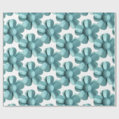 Pastelblauwe Retro Daisy MOD Bloesem Cadeaupapier (Vlak)