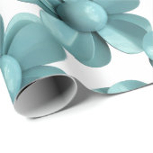 Pastelblauwe Retro Daisy MOD Bloesem Cadeaupapier (Rol Hoek)