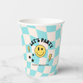 Pastelblauwe Retro Verjaardags Papieren Bord Prepp Bekers
