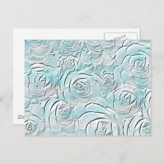 Pastelblauwe rozen briefkaart (Voorkant / Achterkant)