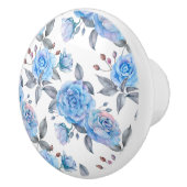Pastelblauwe rozen keramische knop (Rechts)