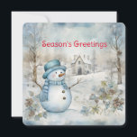 Pastelblauwe Sneeuwman en Oude Kerk Winterlandscha Feestdagenkaart<br><div class="desc">Een delicate pastelblauwe kleur neemt het winterwoudlandschap over met een sneeuwman en een oude kerk op deze kerstkaart die 'Sfeer van de Feestdagen' uitstraalt.
Gepersonaliseerd aan de achterzijde met uw naam en een passende verzen voor de feestdagen.</div>