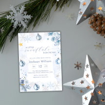 Pastelblauwe Sneeuwvlok Bloemige Winter Baby Showe