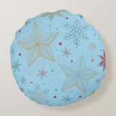"Pastelblauwe Sterpatroon Ronde Kussen (Achterkant)