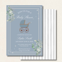 Pastelblauwe Strepen Baby Carriage Baby Shower