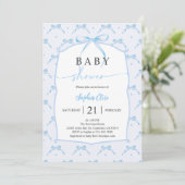 Pastelblauwe Strik Baby Shower Kaart (Staand voorkant)