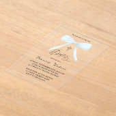 pastelblauwe strik | doop acryl uitnodigingen (Laagn)