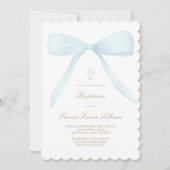 pastelblauwe strik | doop kaart (Voorkant)