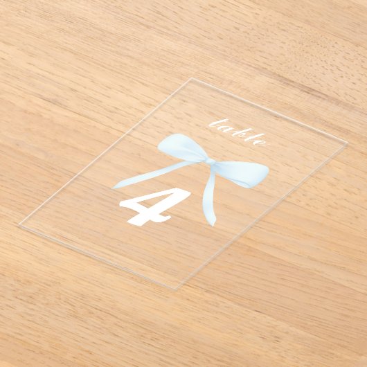 pastelblauwe strik Tafelnummers (Laagn)