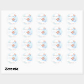 Pastelblauwe teddybeer waterverf baby shower ronde sticker (Vel)