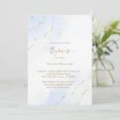 pastelblauwe waterverf Doop Kaart (Staand voorkant)