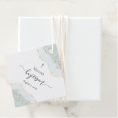 pastelblauwe waterverf | faux gouden glitter Doop Bedankjes Labels (In situ)