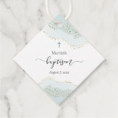 pastelblauwe waterverf | faux gouden glitter Doop Bedankjes Labels (Voorkant)