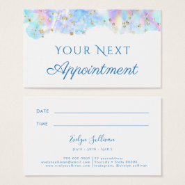 pastelblauwe waterverf glitter Appointment Card Visitekaartje