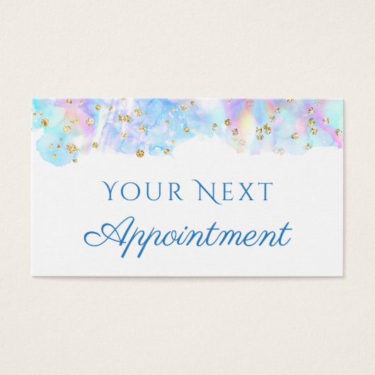 pastelblauwe waterverf glitter Appointment Card Visitekaartje (Voorkant)