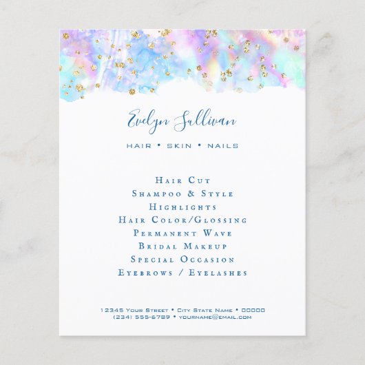 pastelblauwe waterverf glitter flyer (Voorkant)