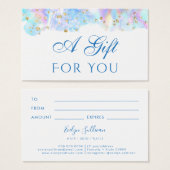 pastelblauwe waterverf glitter-kaartje visitekaartje (Voorkant /achterkant)