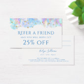 pastelblauwe waterverf glitter Referral Kaart (Bureau)