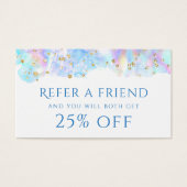 pastelblauwe waterverf glitter Referral Kaart (Voorkant)