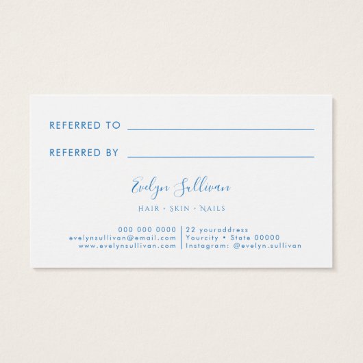 pastelblauwe waterverf glitter Referral Kaart (Achterkant)