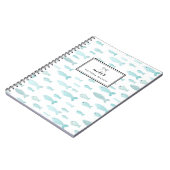 Pastelblauwe Waterverf vispatroon gepersonaliseerd Notitieboek (Linkerzijde)