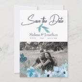 Pastelblauwe Waterverfrozen Afbeelding Save The Da Date (Voorkant)