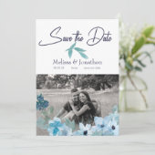 Pastelblauwe Waterverfrozen Afbeelding Save The Da Date (Staand voorkant)