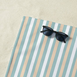 Pastelblauwe, witte en blosroze strepen strandlaken
