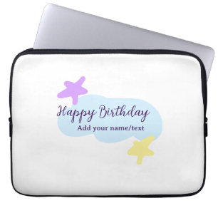 Pastelblauwe wolken sterren paarse gelukkige verja laptop sleeve