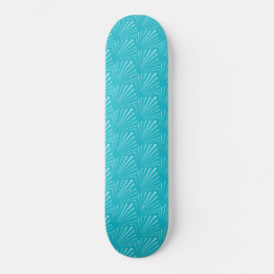 Pastelblauwe Zeeschelp Silhouet Diagonale Lijnen K Persoonlijk Skateboard