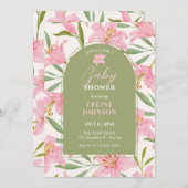 Pastelbloem bloei lelie roze groen baby shower kaart (Voorkant / Achterkant)