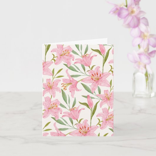 Pastelbloem bloei lelie roze groen kaart (Orchidee)