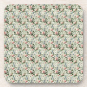  pastelbloem botanisch patroon bier onderzetter (Voorkant)