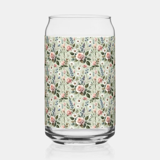  pastelbloem botanisch patroon blikvorm glas (Achterkant)