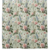  pastelbloem botanisch patroon douchegordijn (Voorkant)