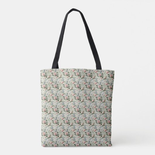 pastelbloem botanisch patroon tote bag (Achterkant)