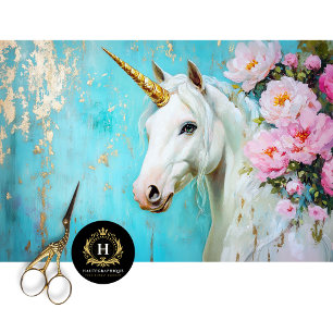 Pastelbloem Eenhoorn Decoupage Tissuepapier