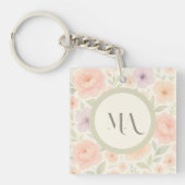 Pastelbloem monogram acryl Sleutelhanger (voorkant)