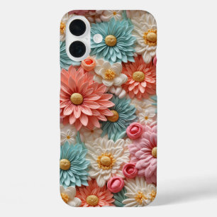 Pastelbloem ontwerp telefoonhoes iPhone 16 plus hoesje