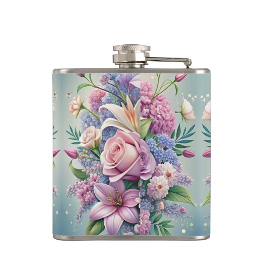 pastelbloem thermische trommel heupfles (Achterkant)