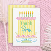 pastelbloem verjaardagstaart bedankkaart