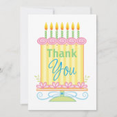  pastelbloem verjaardagstaart bedankkaart (Voorkant)