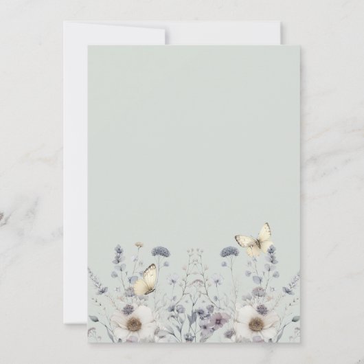 Pastelbloem vlinder lavendel baby meisje kaart (Achterkant)