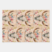 Pastelbloem Westerne Koe schedel Inpakpapier Vel (Voorkant 2)